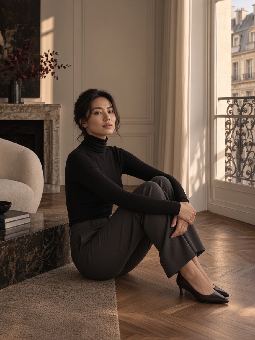 Black Silk Turtleneck