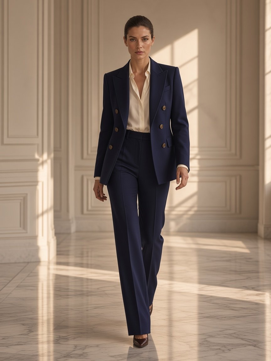 Navy Double-Breasted Blazer